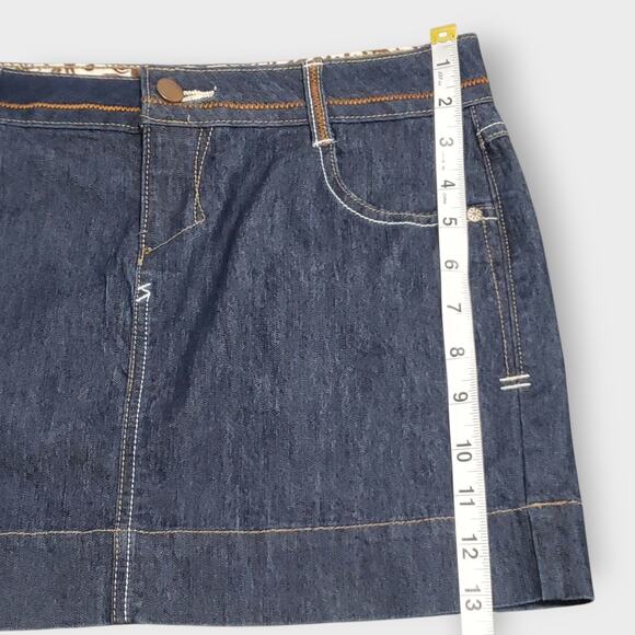 SO Trashy Y2K Micro Mini Denim Skirt Dark Blue Low Rise Stretch 90s 00s Sz 3 - Picture 6 of 6